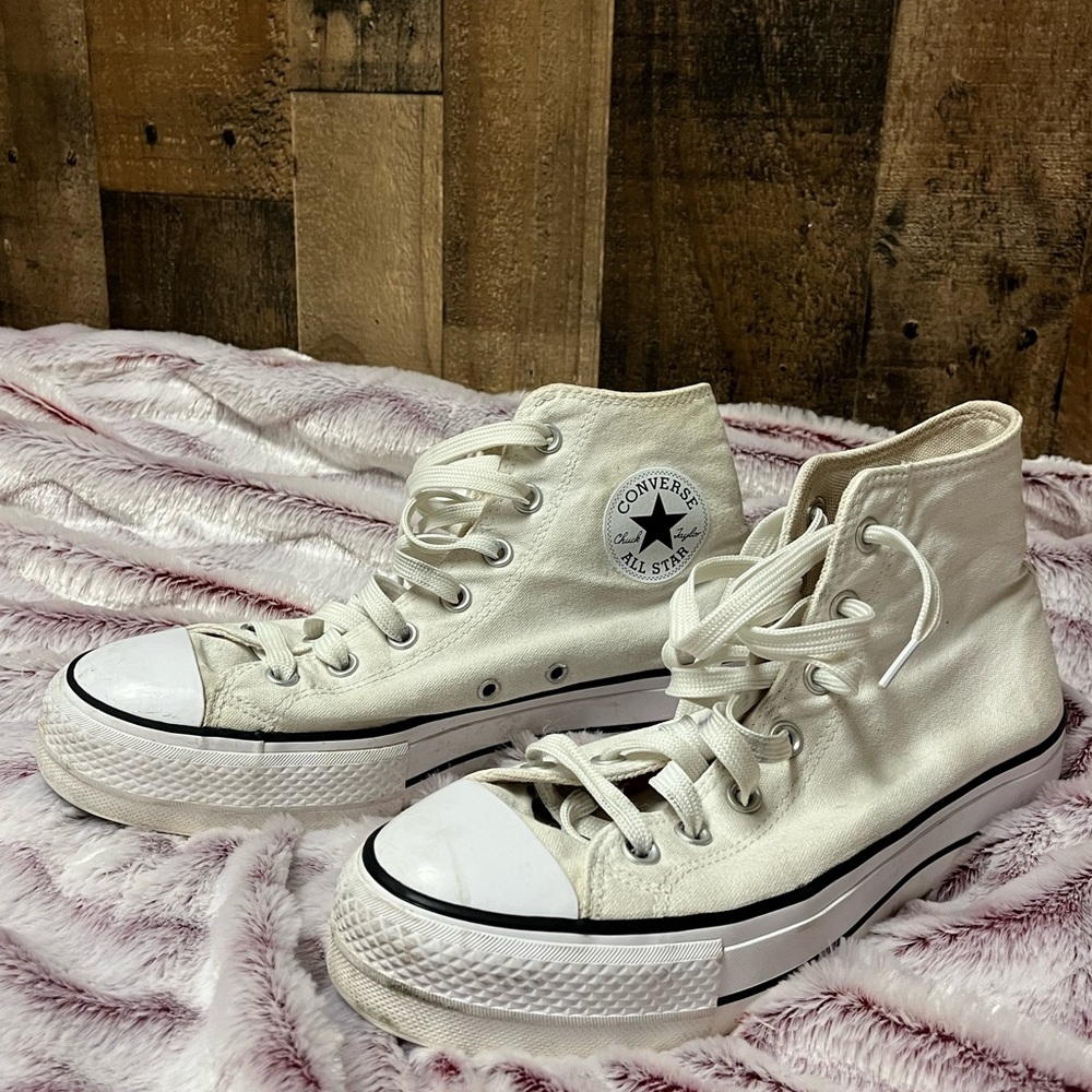 Converse All Star Cream High-Top Platform Sneakers